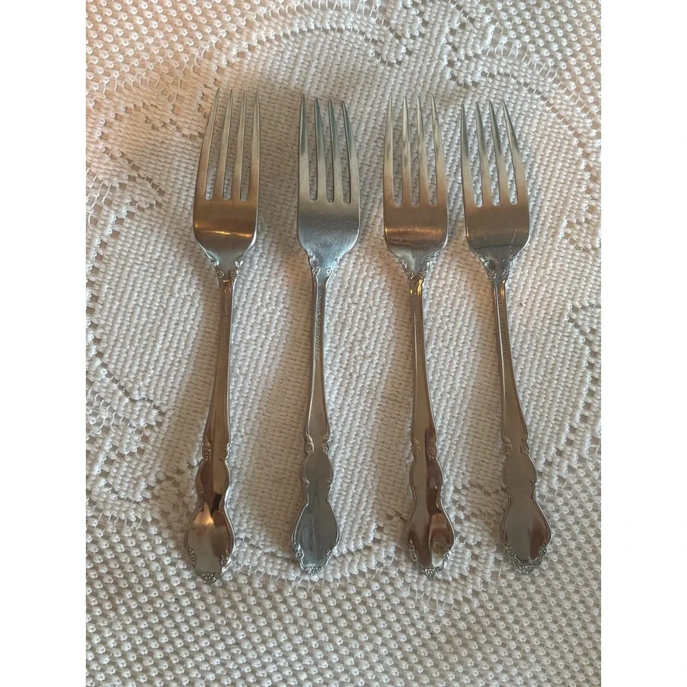 Oneida Chatelaine Stainless Steel Salad Forks Set of 4 Vintage Floral Pattern